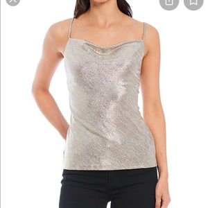 Skies are Blue gold glittery cowl neck tank size large